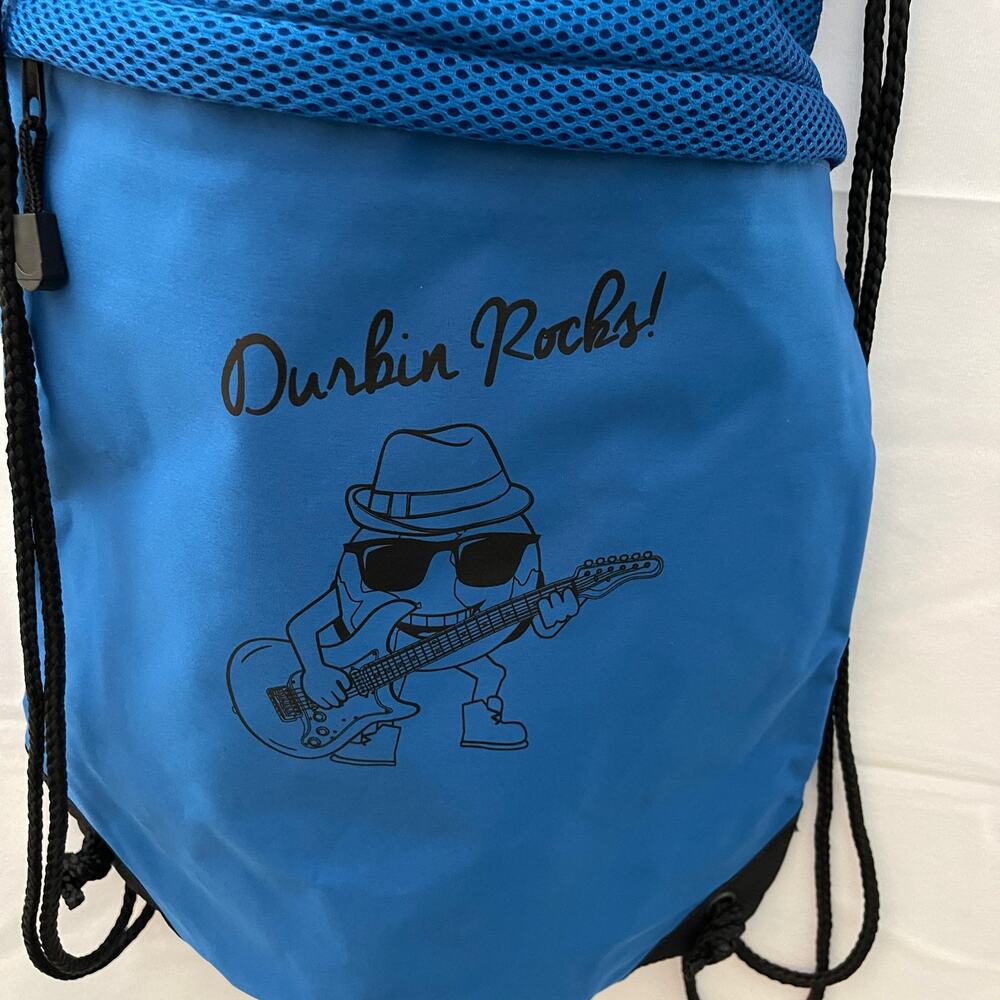 Durbin Rocks Blue Cool Sunglass Guy Blue Drawstring Bag tote